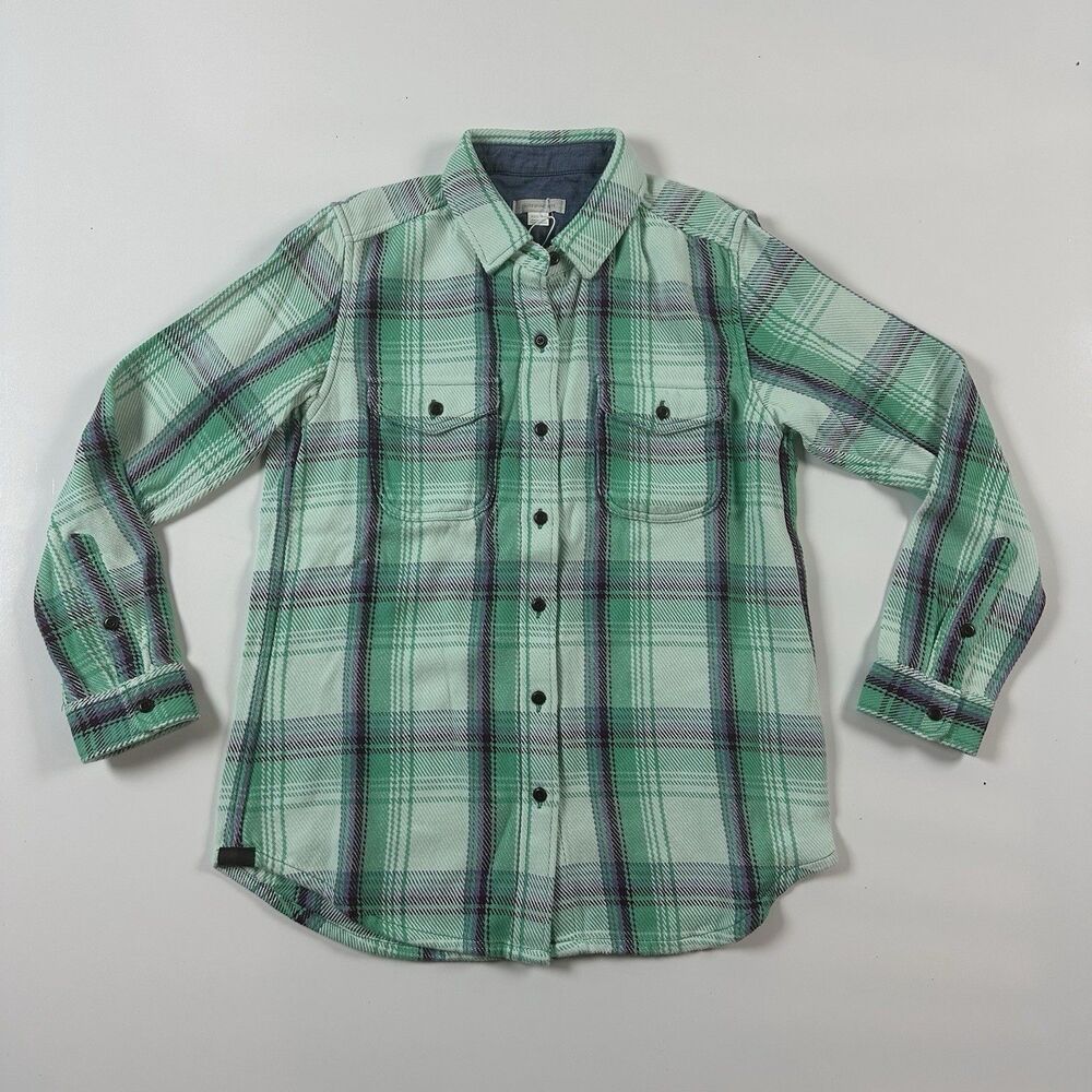 Outerknown Blanket Shirt Women XS/S Green Purple Plaid Button Up Heavyweight NWT